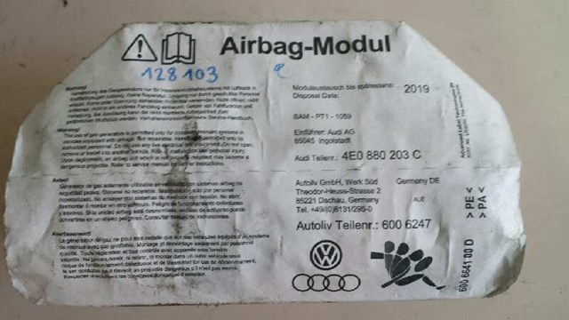 Processador do módulo de controle do airbag para Audi A8 sedan (4e2, 4e8) (01.02 - 12.10) 4.2 quattro (10.02 - ) bfm 4E0880203C