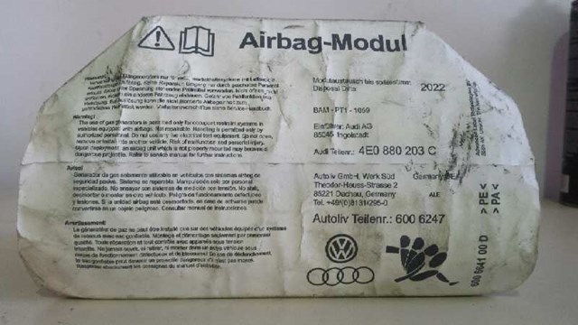 Processador do módulo de controle do airbag para Audi A8 sedan (4e2, 4e8) (01.02 - 12.10) 4.2 quattro (10.02 - ) bfm 4E0880203C