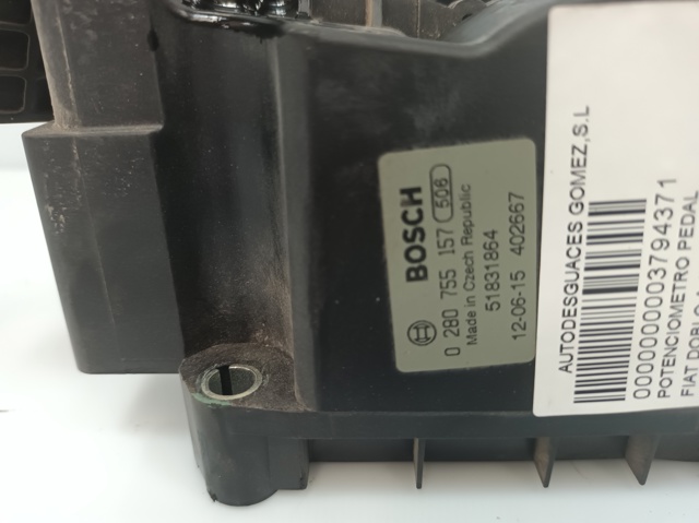 Pedal de gás (de acelerador) 51831864 FIAT