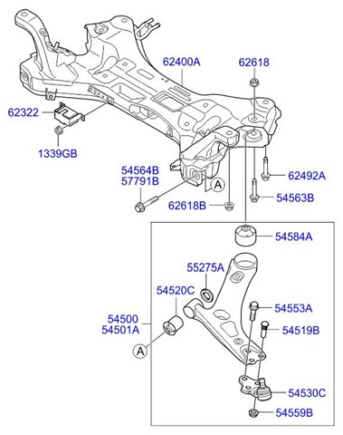 Braço de suspensão dianteiro direito para Hyundai ix35 1.7 crdi d4fd 545012Y002