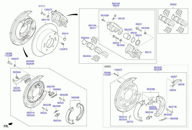 Pinça de freio traseira esquerda para Kia Sportage Emotion 4x4 / 08.11 - 12.15 D4Ha 582102Y310