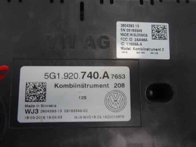 VAG 5G1920740A Приборная доска (щиток приборов) в наличии Чернигов