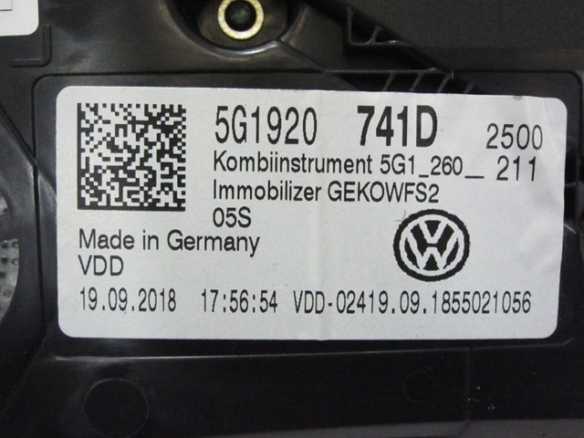 VAG 5G1920741D Приборная доска (щиток приборов) в наличии Полтава