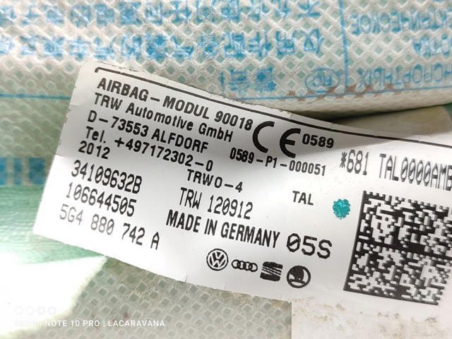 VAG 5G4880742A Подушка безопасности (AIRBAG) шторка боковая правая в наличии Киев
