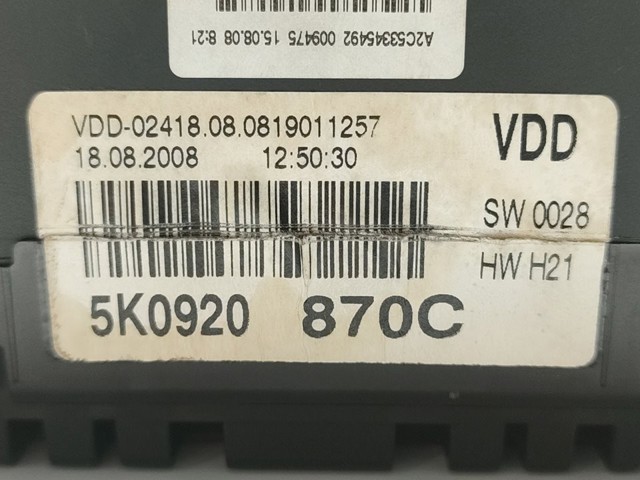 VAG 5K0920870C Приборная доска (щиток приборов) в наличии Кривой Рог