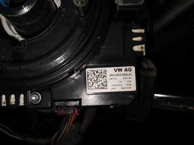 Anel AIRBAG de contato, cabo plano do volante 5K0953569AL VAG