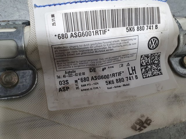 5K6880741B VAG Подушка безопасности (AIRBAG) шторка боковая левая купить в Житомир