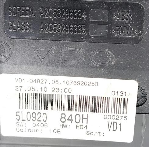 VAG 5L0920840H Приборная доска (щиток приборов) в наличии Украина