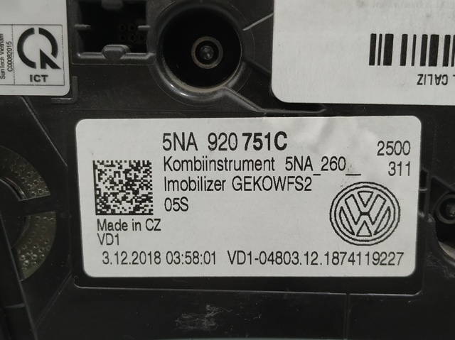 5NA920751C VAG Приборная доска (щиток приборов) купить в Полтава