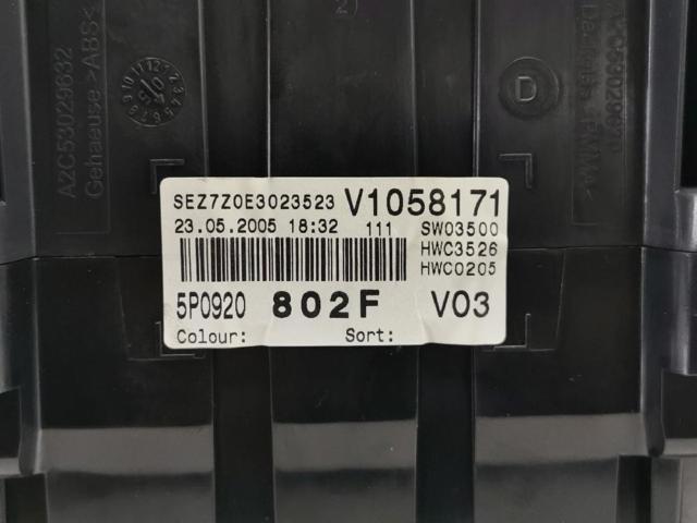 VAG 5P0920802F Панель приборов в наличии Черкассы