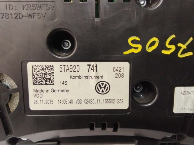 5TA920741 VAG Приборная доска (щиток приборов) купить в Чернигов