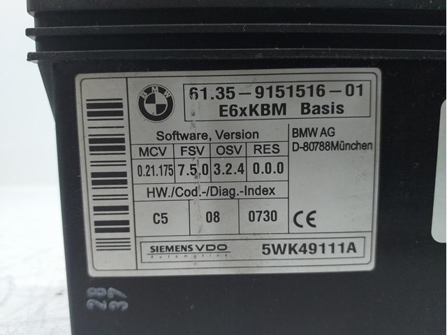 Unidade de controle para BMW 5 530 D 306D2 5WK49111A