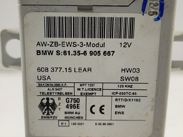 Unidade de controle do imobilizador para BMW X5 3.0 d M57D30 (306D1) 61356905667