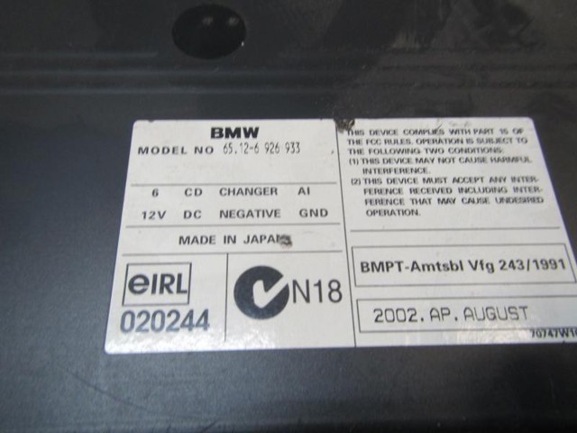 Cambiador 65126935934 BMW