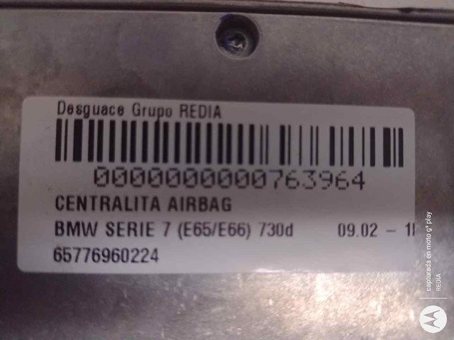 Módulo processador de controlo da bolsa de ar (Centralina eletrônica AIRBAG) 65776960224 BMW