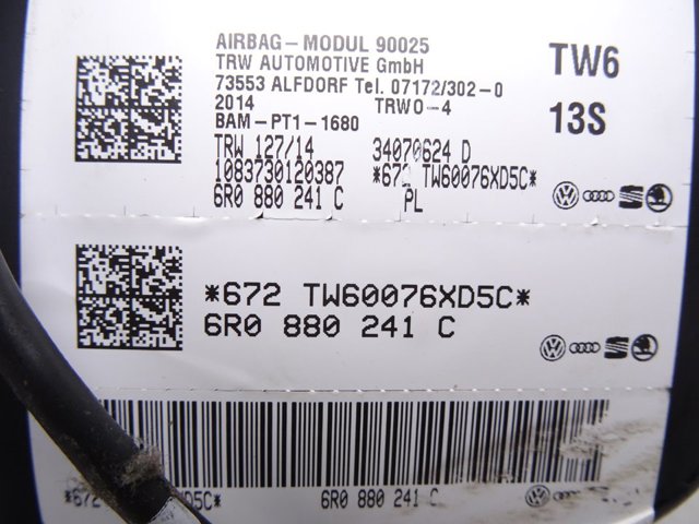 6R0880241C Подушка безопасности (AIRBAG) спинки сиденья левого купить Харьков