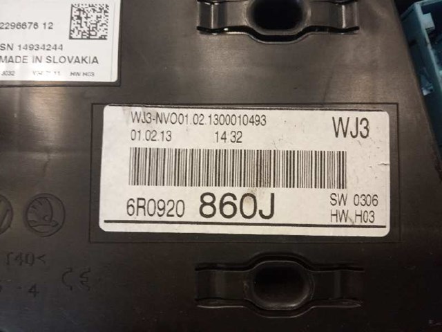 6R0920860JX VAG Панель приборов купить в Сумы