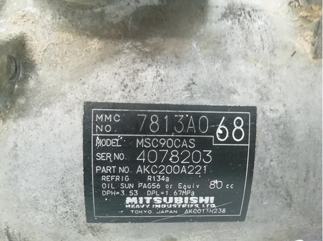 Compressor de ar condicionado para mitsubishi outlander ii 2.0 di-d bsy 7813A068