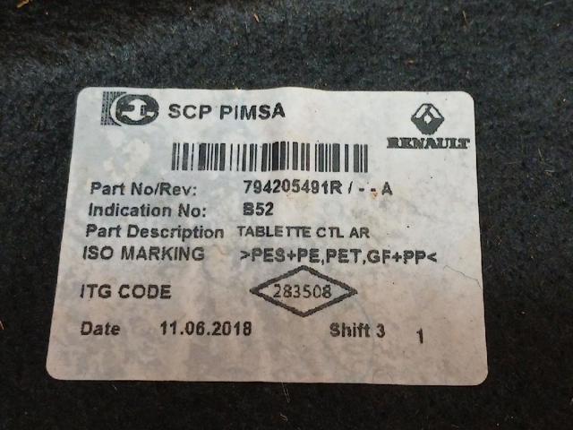 RENAULT 794205491R Полка салона задняя в наличии Черкассы