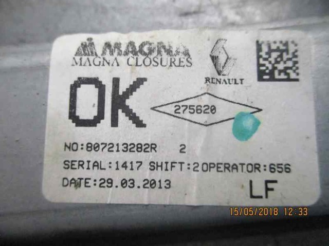 Mecanismo de acionamento de vidro da porta dianteira esquerda Renault LOGAN 2 L52