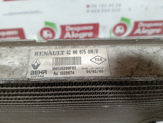 Radiador de intercooler 8200075810 RENAULT