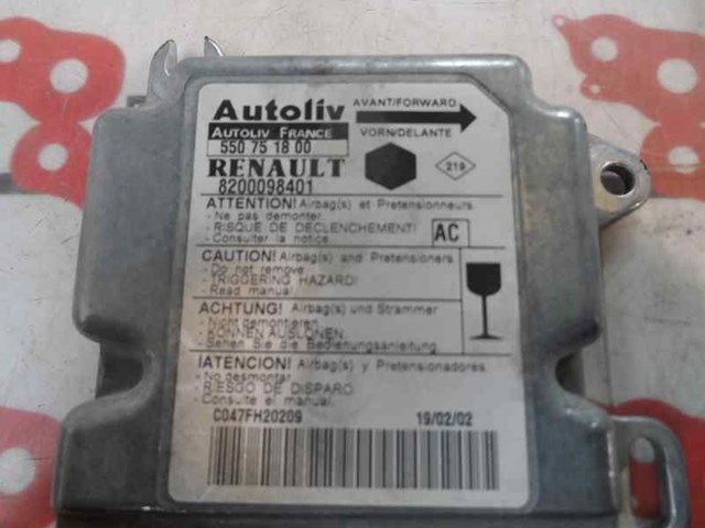 8200098401 RENAULT Модуль-процессор управления подушкой безопасности (ЭБУ AIRBAG) купить в Чернигов