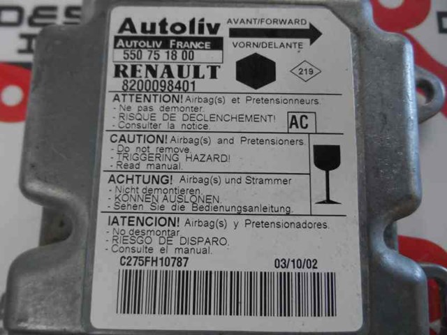 8200098401 RENAULT Модуль-процессор управления подушкой безопасности (ЭБУ AIRBAG) купить в Черновцы