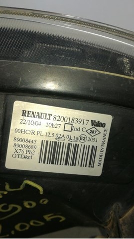 Renault kangoo (03>)faro i.-p.amb. -h4-negro-elec. 8200183917