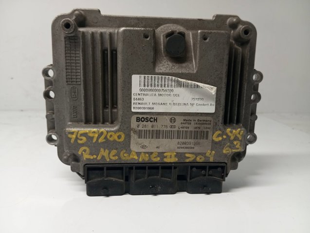 Unidade de controle do motor UCE para Renault Megane II 1.9 dCi (BM0G, CM0G) F9Q D8 8200391966