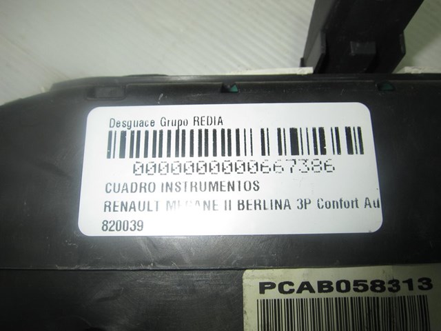 Painel de instrumentos para Renault Megane II (BM0/1_,BM0/1_) (2003-2008) 2.0 16V (BM0U,CM0U) F4R770 8200399700