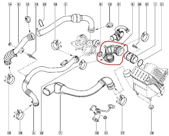 8200500383 RENAULT Патрубок воздушный, выход воздушного фильтра купить в Кривой Рог