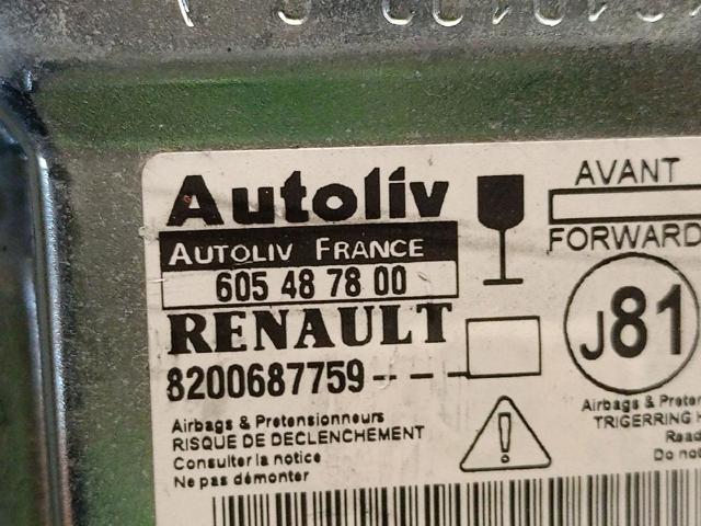 RENAULT 8200687759 Модуль-процессор управления подушкой безопасности (ЭБУ AIRBAG) в наличии Сумы