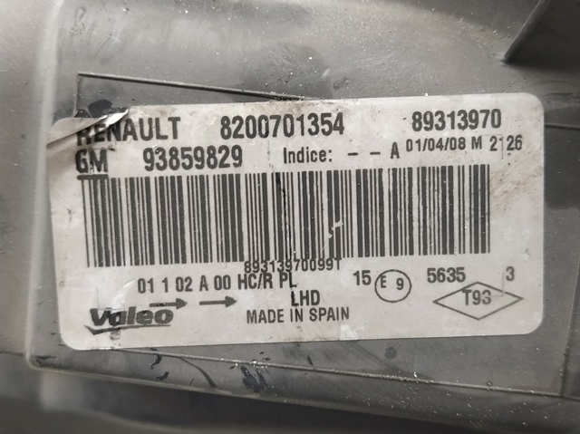 OPEL 8200701354 Левая фара в наличии Кривой Рог