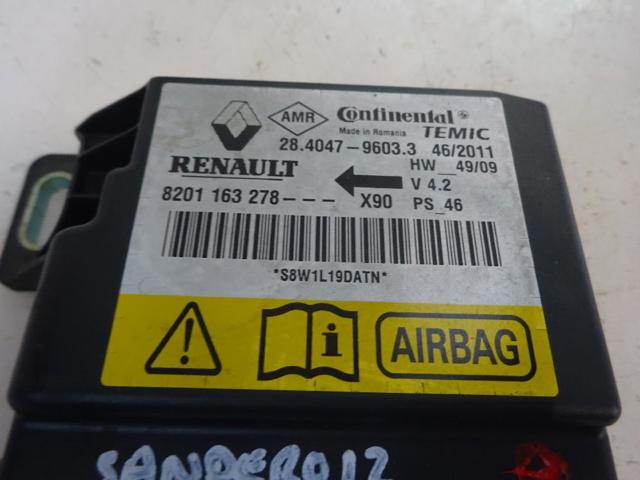 8201163278 RENAULT Модуль-процессор управления подушкой безопасности (ЭБУ AIRBAG) купить в Павлоград