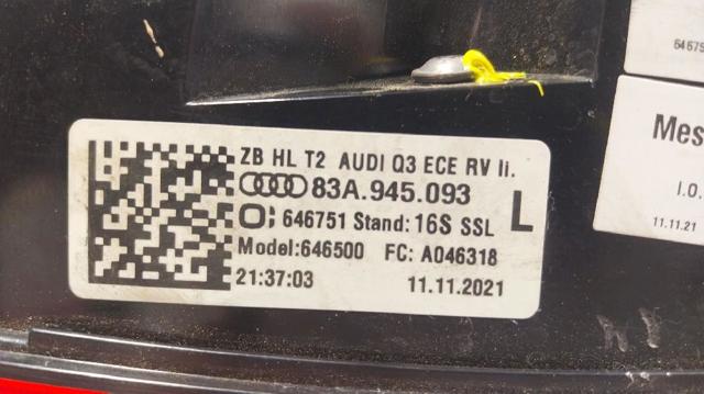 VAG 83A945093 Фонарь задний левый внутренний в наличии Харьков
