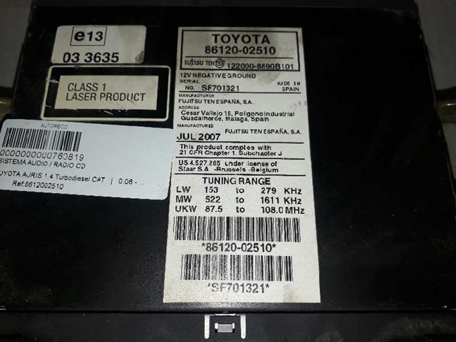 8612002510 TOYOTA Магнитола купить в Черновцы