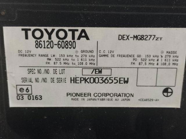 TOYOTA 8612060890 Магнитола в наличии Полтава