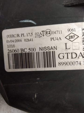 NISSAN 89900074 Фара левая в наличии Тернополь