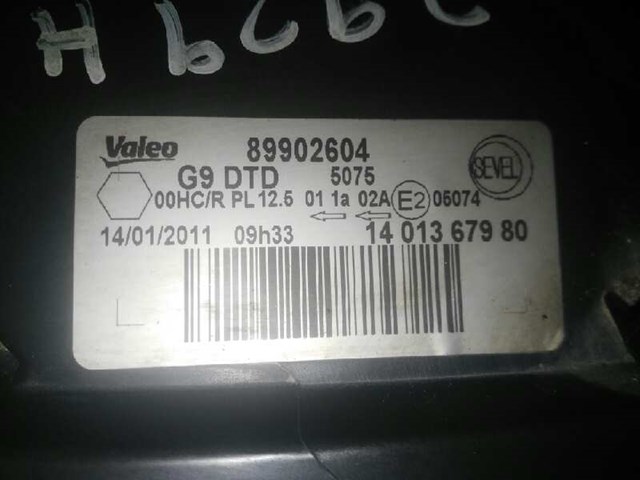 89902604 PEUGEOT Правая фара купить в Чернигов