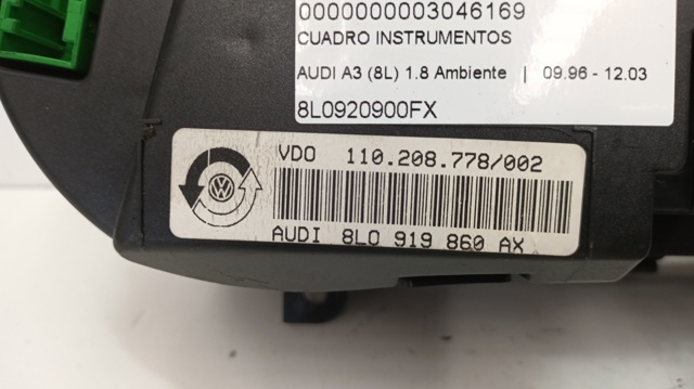 8L0919860AX VAG Приборная доска (щиток приборов) купить в Киев