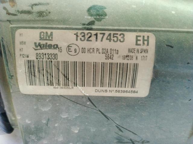 OPEL 93189361 Фара левая в наличии Сумы