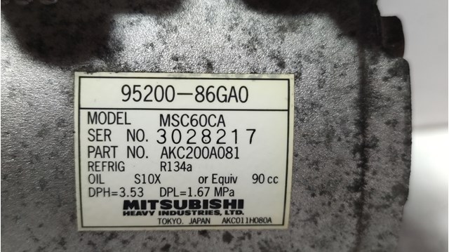 Compressor de aparelho de ar condicionado 9520086GA0 Suzuki