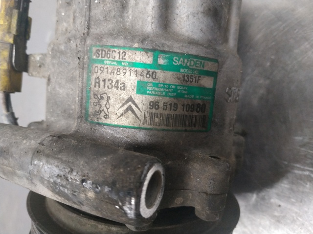 Compressor de aparelho de ar condicionado 9651910980 PEUGEOT