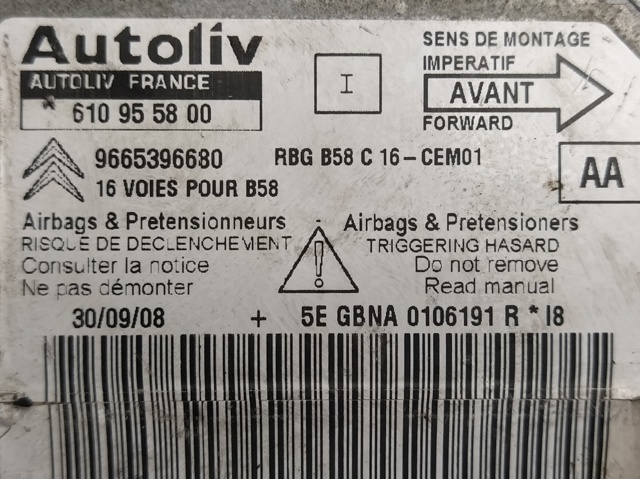 PEUGEOT 9665396680 Подушка безопасности (AIRBAG) водительская в наличии Киев