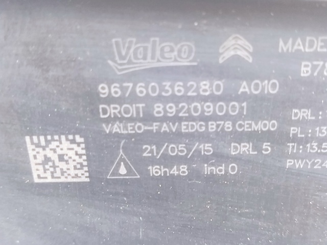 9676036280 PEUGEOT Фара дневного света правая купить в Николаев