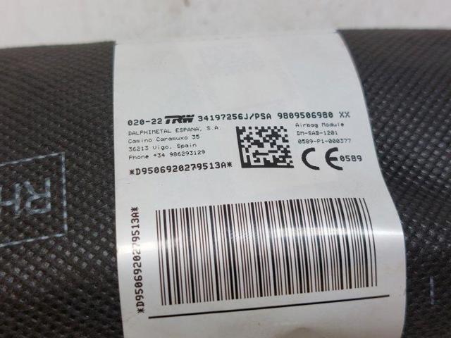 9809507180 PEUGEOT Подушка безопасности (AIRBAG) спинки сиденья левого купить в Сумы