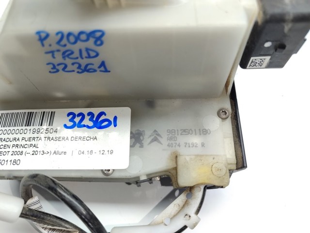 PEUGEOT 9812501180 Замок двери задней правой в наличии Ирпень