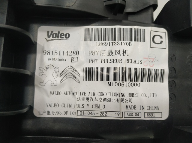 9815114280 PEUGEOT Мотор вентилятора печки (отопителя салона) задний купить в Ровно