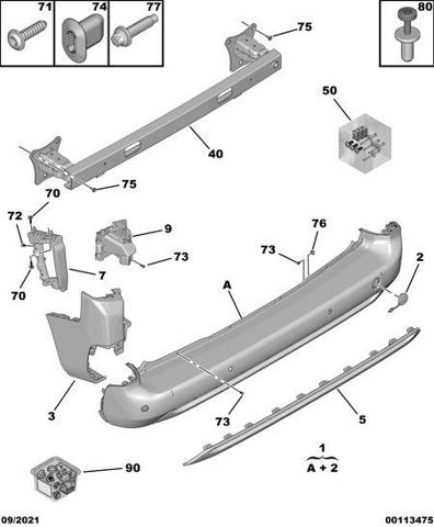 9816808680 PEUGEOT Кронштейн бампера заднего внешний правый купить в Каменское