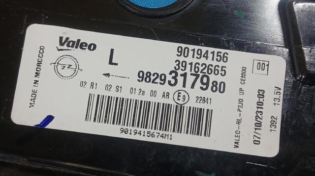 9829317980 OPEL Фонарь задний левый внешний купить в Винница